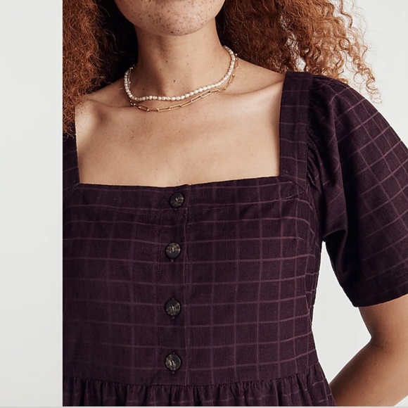 Madewell Corduroy Square-Neck Midi Dress in Windowpane - Picture 3 of 8